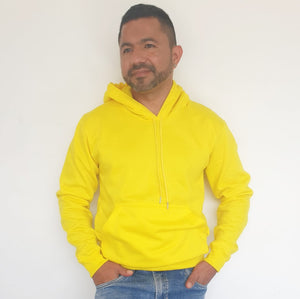 Buzo Capucha de Hombre en Algodón Color Amarillo Neón