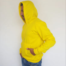 Cargar imagen en el visor de la galería, Buzo Capucha de Hombre en Algodón Color Amarillo Neón