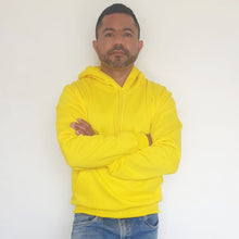 Cargar imagen en el visor de la galería, Buzo Capucha de Hombre en Algodón Color Amarillo Neón