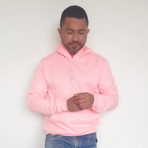 Buzo Capucha de Hombre en Algodón Color Rosado Neón