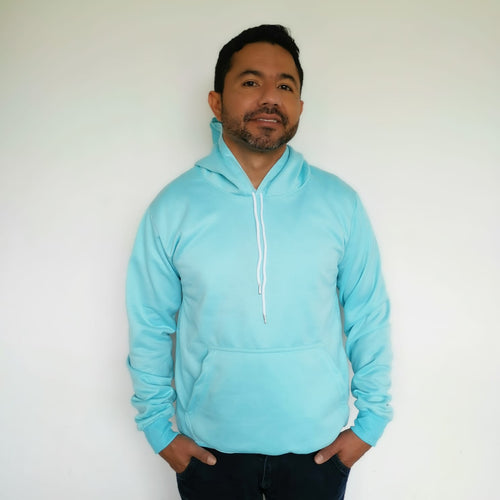 Buzo unisex con capucha en algodón Aguamarina – Remate única unidad Talla S