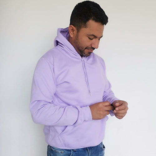 Buzo unisex con capucha en algodón Lila – Remate única unidad Talla S