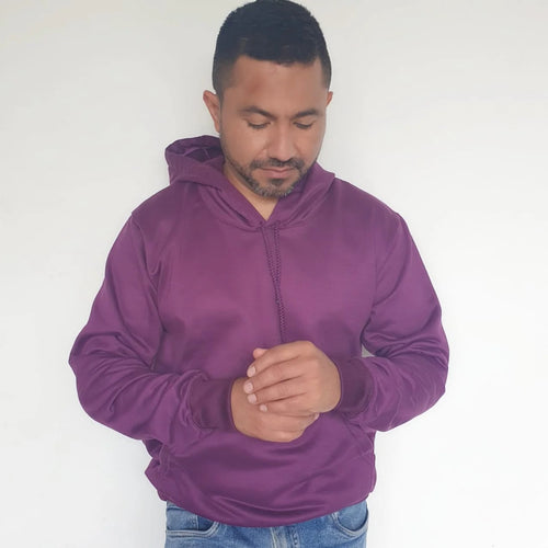 Buzo unisex con capucha en algodón Morado – Remate única unidad Talla S