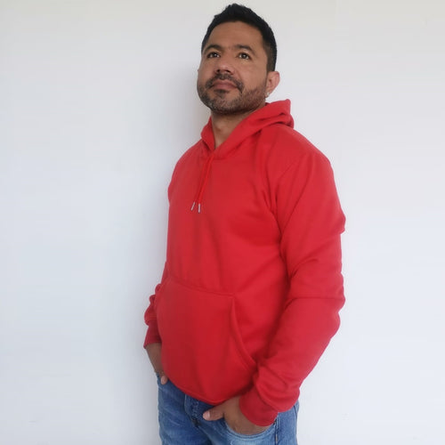 Buzo unisex con capucha en algodón Rojo – Remate únicas unidades