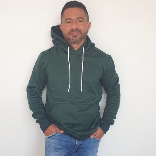 Buzo unisex con capucha en algodón Verde Botella – Remate única unidad Talla S