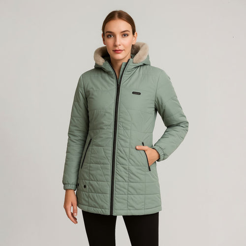 Chaqueta Impermeable para Mujer con capucha: Estilo y Seguridad en un Solo Diseño. Adhara Verde Manzana