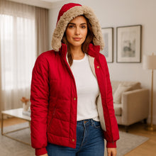 Cargar imagen en el visor de la galería, Chaqueta Impermeable para Mujer con capucha. Wendy Rojo