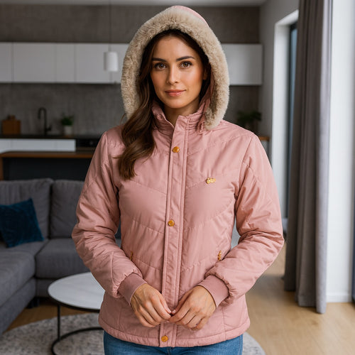 Chaqueta Impermeable para Mujer con capucha. Wendy Rosado Claro