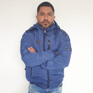 Chaqueta Hombre Semilarga Azul con Interior en Tela Ovejera