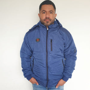 Chaqueta Hombre Semilarga Azul con Interior en Tela Ovejera