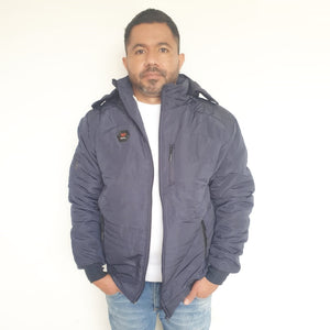 Chaqueta Hombre Semilarga Azul Oscuro con Interior en Tela Ovejera