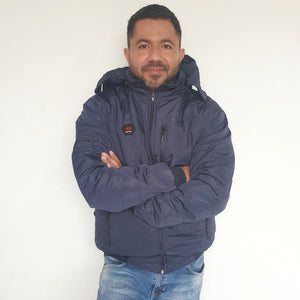 Chaqueta Hombre Semilarga Azul Oscuro con Interior en Tela Ovejera