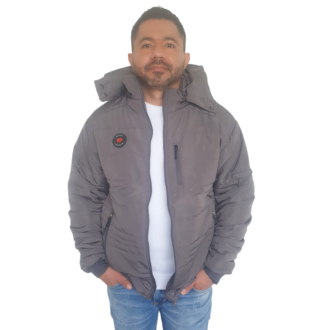 Chaqueta Hombre Semilarga Gris Oscuro con Interior en Tela Ovejera