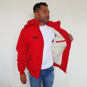 Chaqueta Hombre Semilarga Rojo con Interior en Tela Ovejera