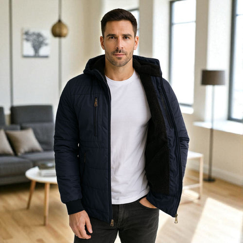 Chaqueta Impermeable para Hombre con Capucha Removible Kanu Color Azul Oscuro