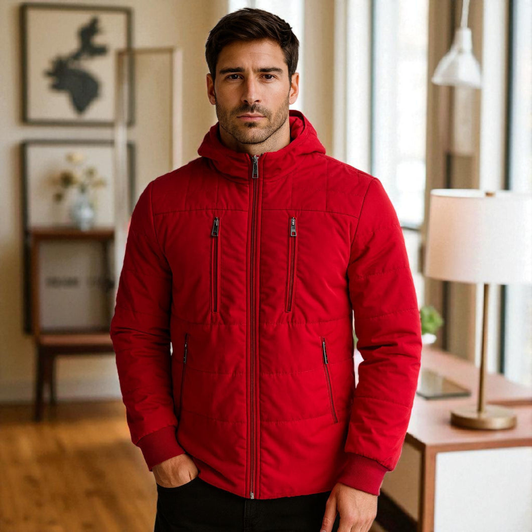 Chaqueta Impermeable para Hombre con Capucha Removible Kanu Color Rojo