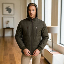 Cargar imagen en el visor de la galería, Chaqueta Impermeable para Hombre con Capucha Removible Kanu Color Verde