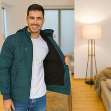 Cargar imagen en el visor de la galería, Chaqueta Impermeable para Hombre con Capucha Removible Kanu Color Verde Botella