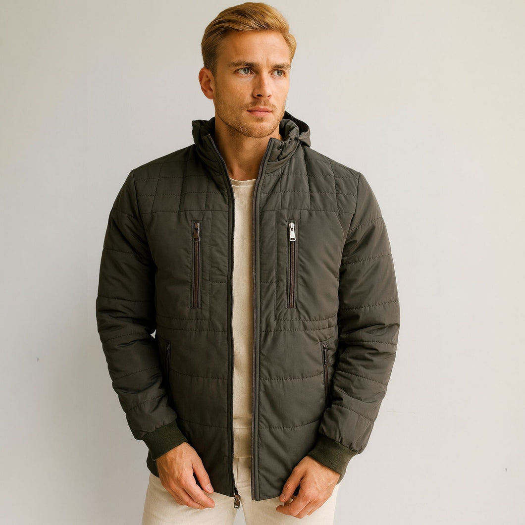 Chaqueta Impermeable para Hombre con Capucha Removible Kanu Color Verde