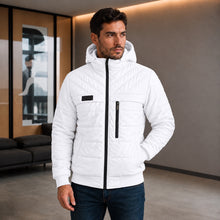 Cargar imagen en el visor de la galería, Chaqueta de Hombre en Nylon con Interior Ovejero y Capucha Removible | Referencia Sigma. Blanco
