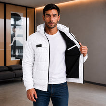 Cargar imagen en el visor de la galería, Chaqueta de Hombre en Nylon con Interior Ovejero y Capucha Removible | Referencia Sigma. Blanco