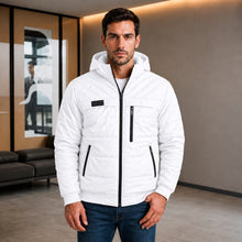 Cargar imagen en el visor de la galería, Chaqueta de Hombre en Nylon con Interior Ovejero y Capucha Removible | Referencia Sigma. Blanco