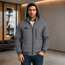 Cargar imagen en el visor de la galería, Chaqueta de Hombre en Nylon con Interior Ovejero y Capucha Removible | Referencia Sigma. Gris Oscuro