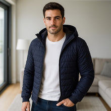 Cargar imagen en el visor de la galería, Chaqueta Impermeable para Hombre con Capucha Removible Oslo Color Azul Oscuro