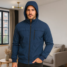 Cargar imagen en el visor de la galería, Chaqueta Impermeable para Hombre con Capucha Removible Bora Color Azul Cobalto