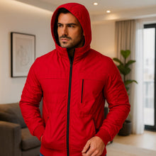Cargar imagen en el visor de la galería, Chaqueta Impermeable para Hombre con Capucha Removible Bora Rojo