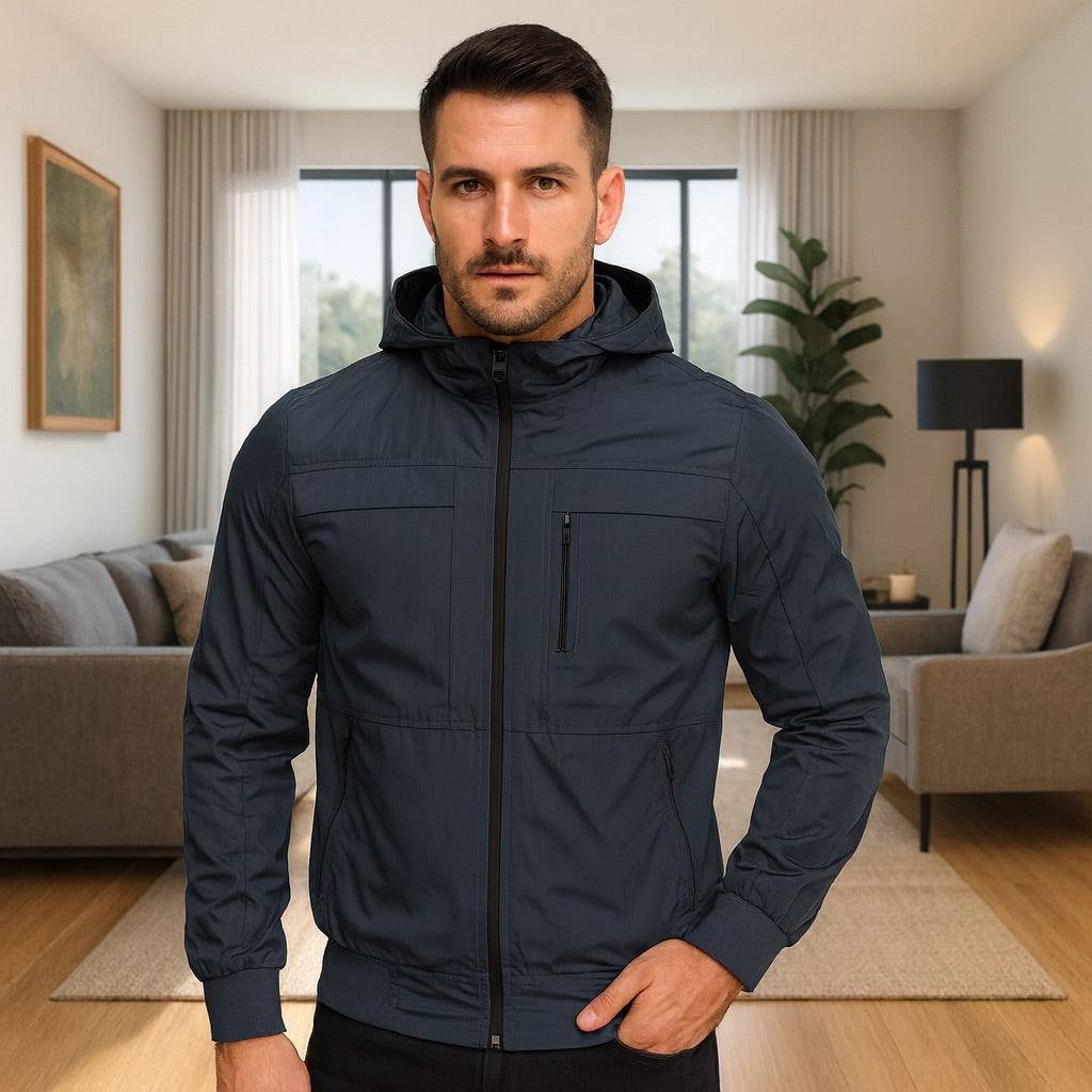 Chaqueta Impermeable para Hombre con Capucha Removible Bora Verde Botella