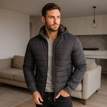 Cargar imagen en el visor de la galería, Chaqueta Impermeable para Hombre con Capucha Removible Oslo Color Gris