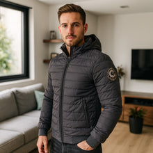Cargar imagen en el visor de la galería, Chaqueta Impermeable para Hombre con Capucha Removible Oslo Color Gris
