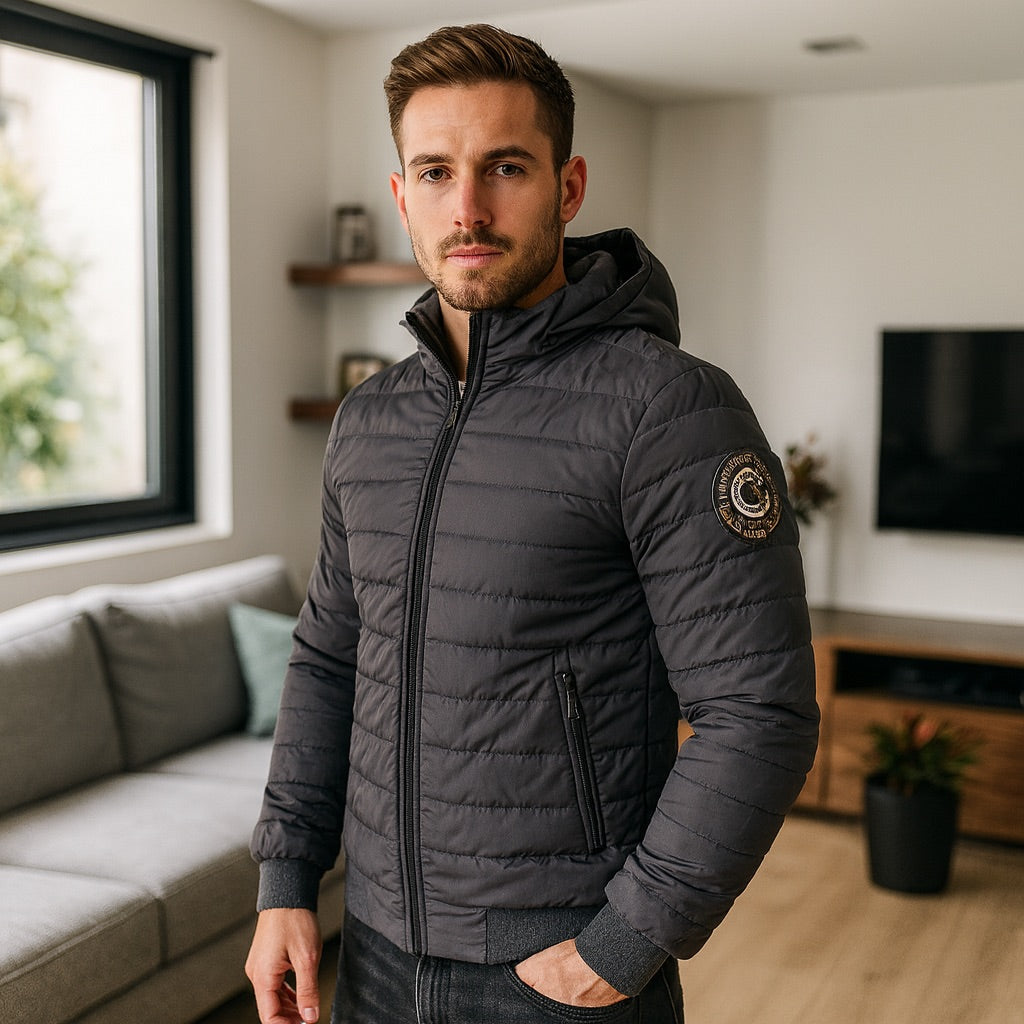 Chaqueta Impermeable para Hombre con Capucha Removible Oslo Color Gris