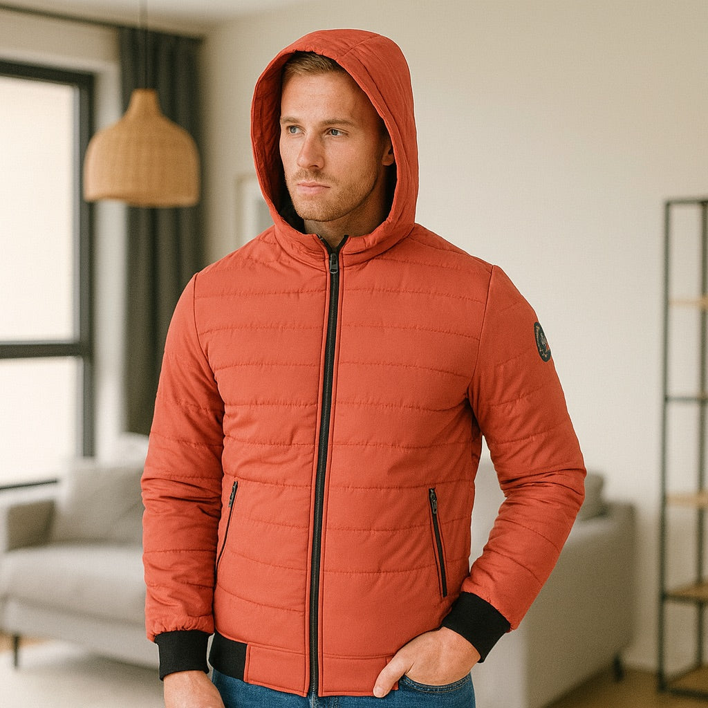 Chaqueta Impermeable para Hombre con Capucha Removible Oslo Color Salmón