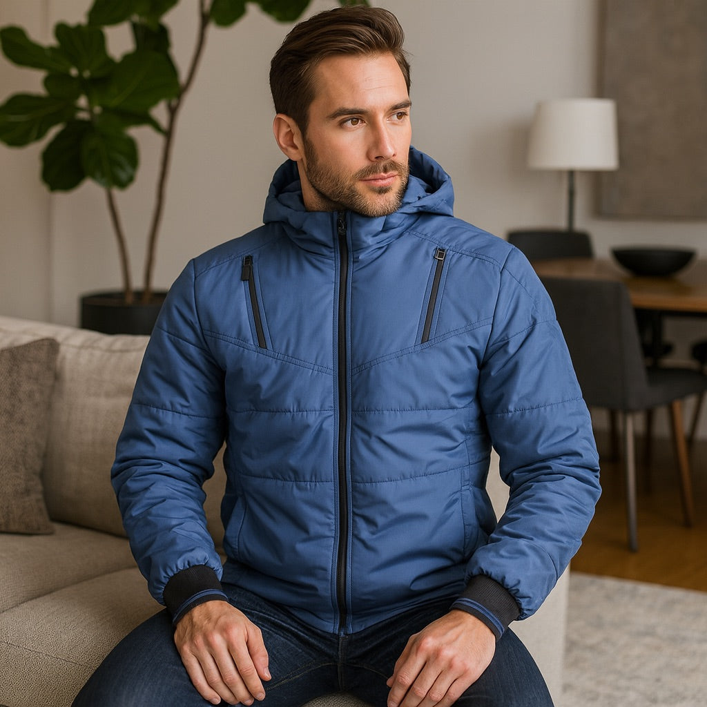 Chaqueta Impermeable para Hombre con Capucha Removible Raner Color Azul Cobalto