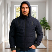 Cargar imagen en el visor de la galería, Chaqueta Impermeable para Hombre con Capucha Removible Raner Color Azul Oscuro