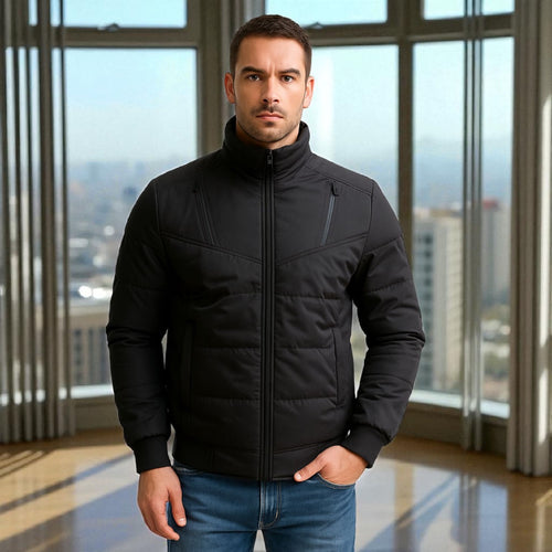 Chaqueta Impermeable para Hombre con Capucha Removible Raner Color Negro