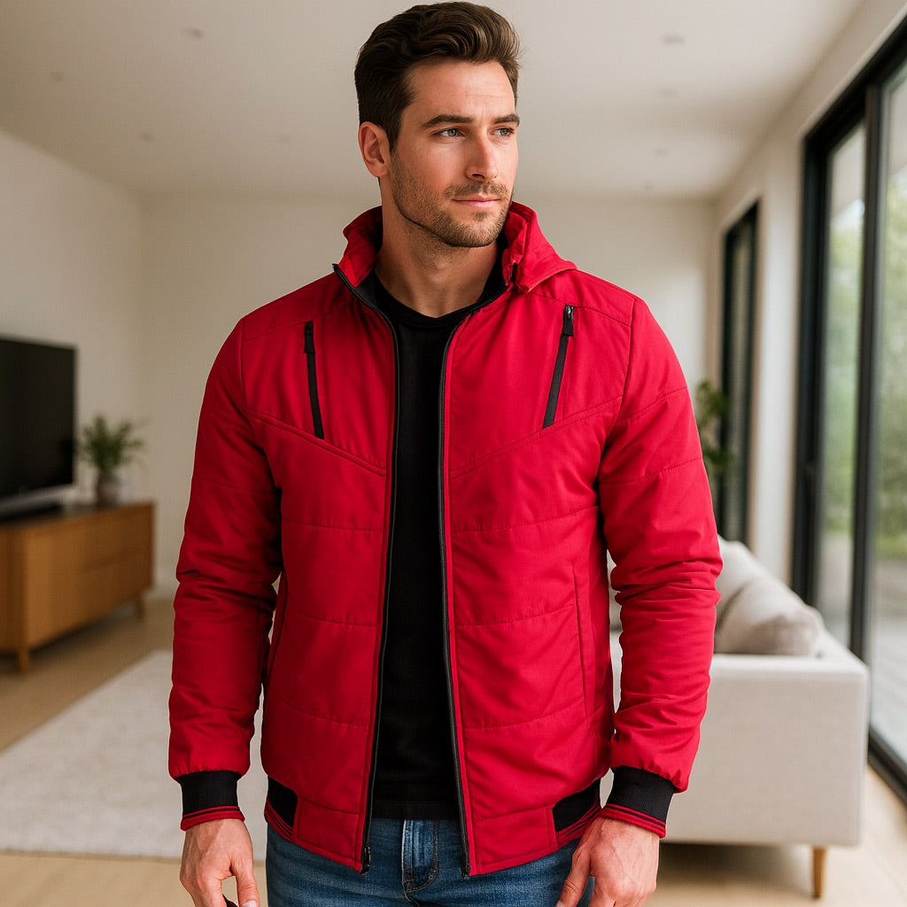 Chaqueta Impermeable para Hombre con Capucha Removible Raner Color Rojo
