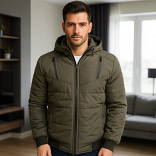 Cargar imagen en el visor de la galería, Chaqueta Impermeable para Hombre con Capucha Removible Raner Color Verde