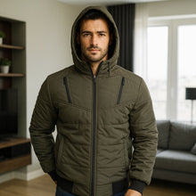 Cargar imagen en el visor de la galería, Chaqueta Impermeable para Hombre con Capucha Removible Raner Color Verde