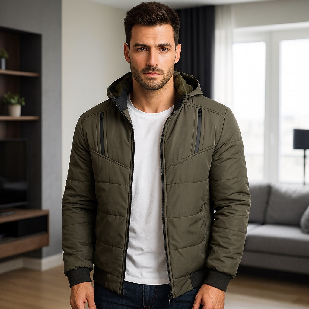 Chaqueta Impermeable para Hombre con Capucha Removible Raner Color Verde