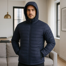 Cargar imagen en el visor de la galería, Chaqueta Impermeable para Hombre con Capucha Removible Santino Color Azul Oscuro