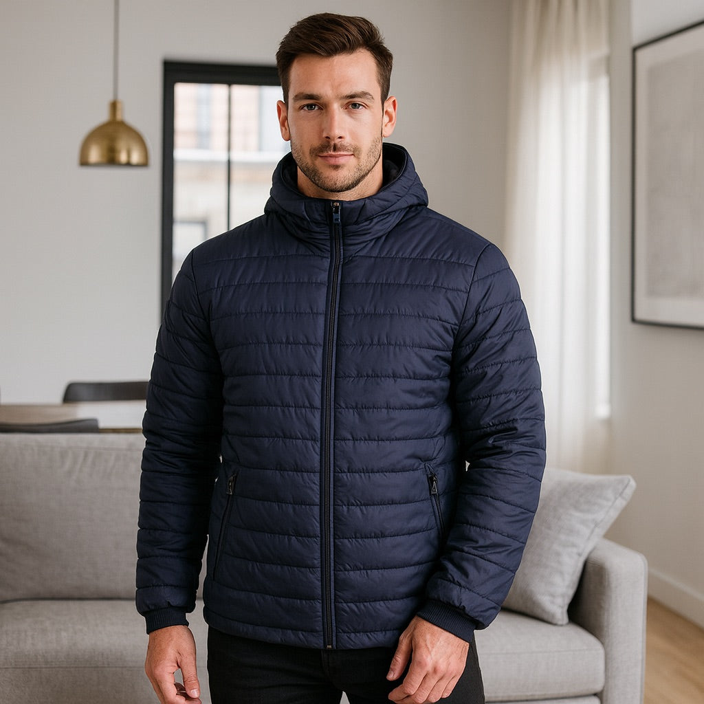 Chaqueta Impermeable para Hombre con Capucha Removible Santino Color Azul Oscuro