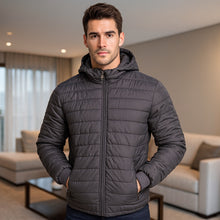 Cargar imagen en el visor de la galería, Chaqueta Impermeable para Hombre con Capucha Removible Santino Color Gris