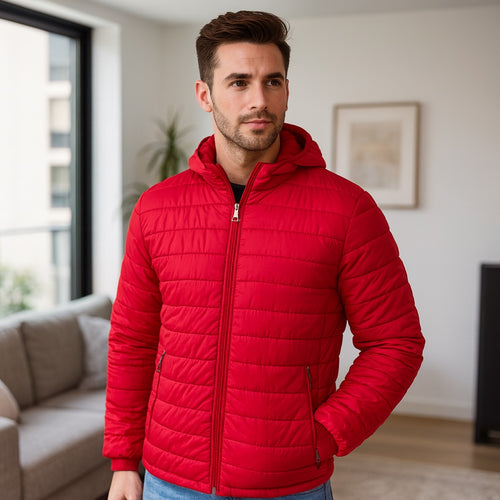 Chaqueta Impermeable para Hombre con Capucha Removible Santino Color Rojo