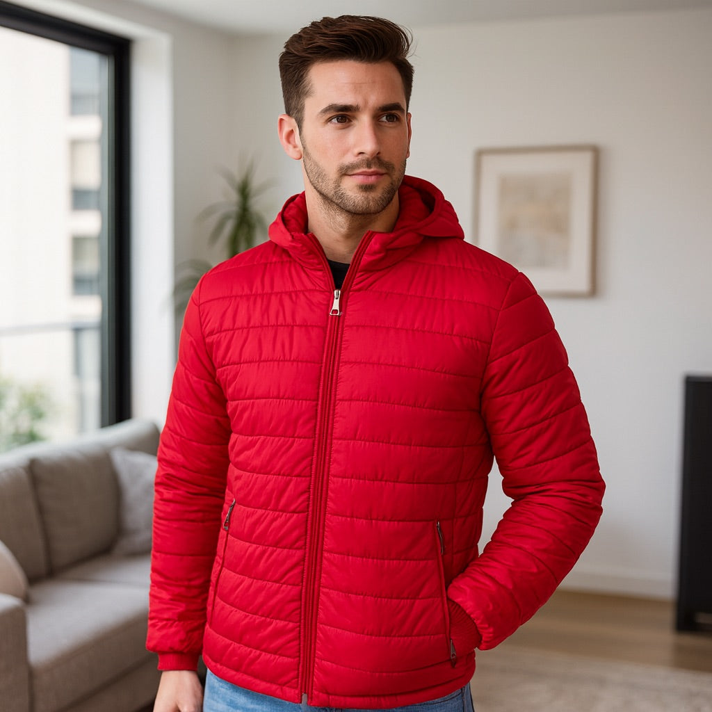 Chaqueta Impermeable para Hombre con Capucha Removible Santino Color Rojo