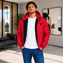 Cargar imagen en el visor de la galería, Chaqueta de Hombre en Super Nylon con Interior Ovejero y Capucha Removible | Referencia Aries. Rojo