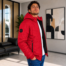 Cargar imagen en el visor de la galería, Chaqueta de Hombre en Super Nylon con Interior Ovejero y Capucha Removible | Referencia Aries. Rojo