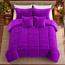 Cargar imagen en el visor de la galería, Edredón Royal Plush Premium Doble Faz. Tela Piel de Conejo y Durazno. Morado